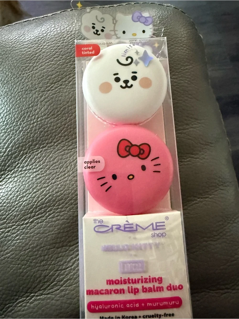The Crème Shop x Hello Kitty Coral Tinted & Clear Pink Macaron Lip Balm Duo